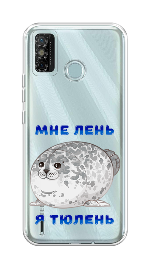 

Чехол на Tecno Spark 6 Go "Лень-тюлень", Серый;синий, 300250-1
