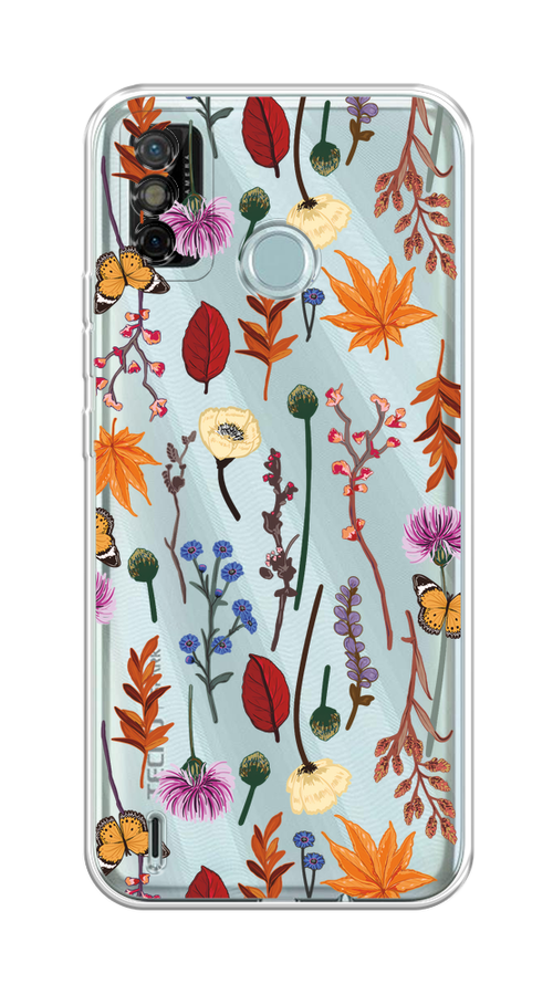 

Чехол на Tecno Spark 6 Go "Orange Purple flowers", Оранжевый;красный;розовый;желтый;прозрачный, 300250-1