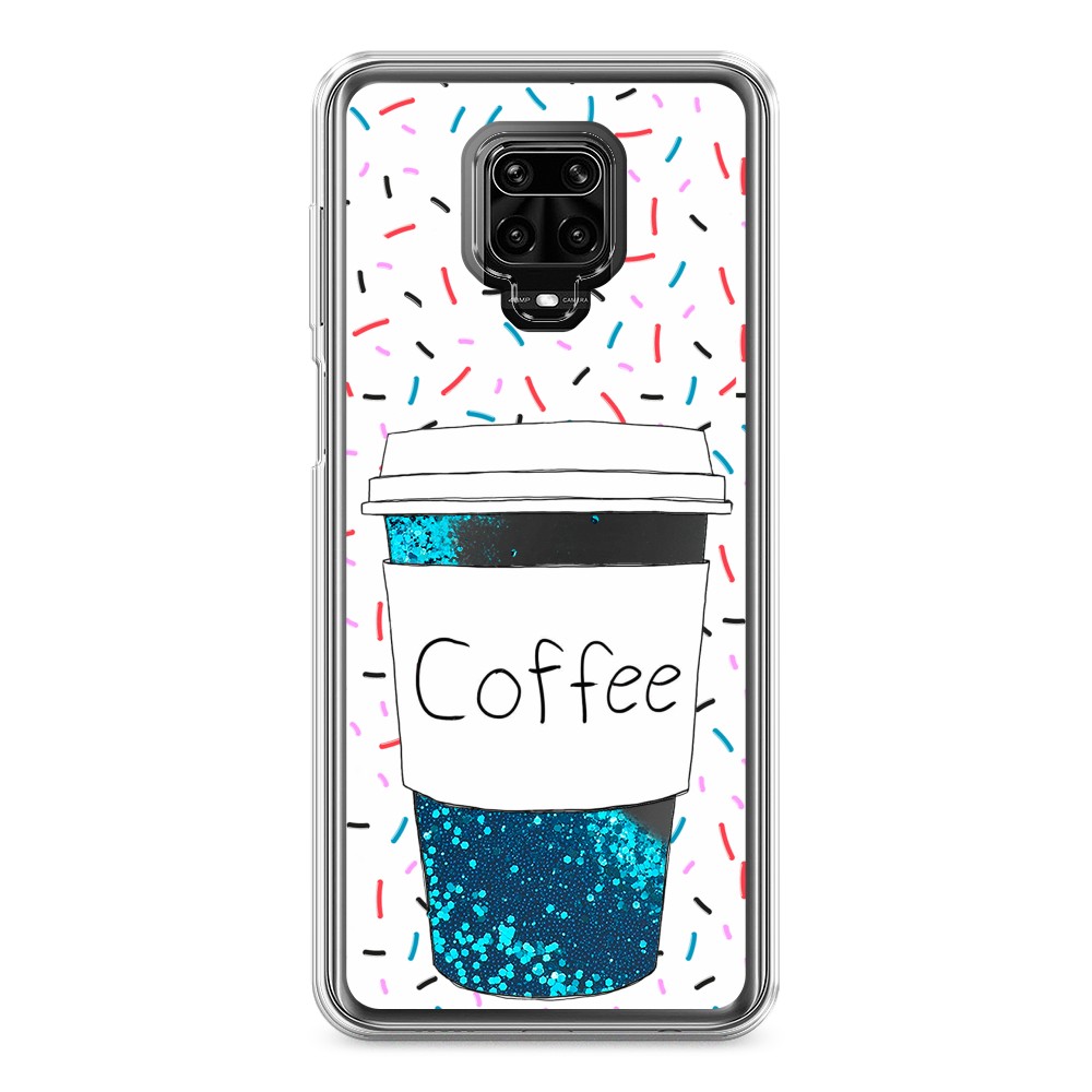 фото Жидкий чехол с блестками "coffee прозрачный стакан" на xiaomi redmi note 9s awog