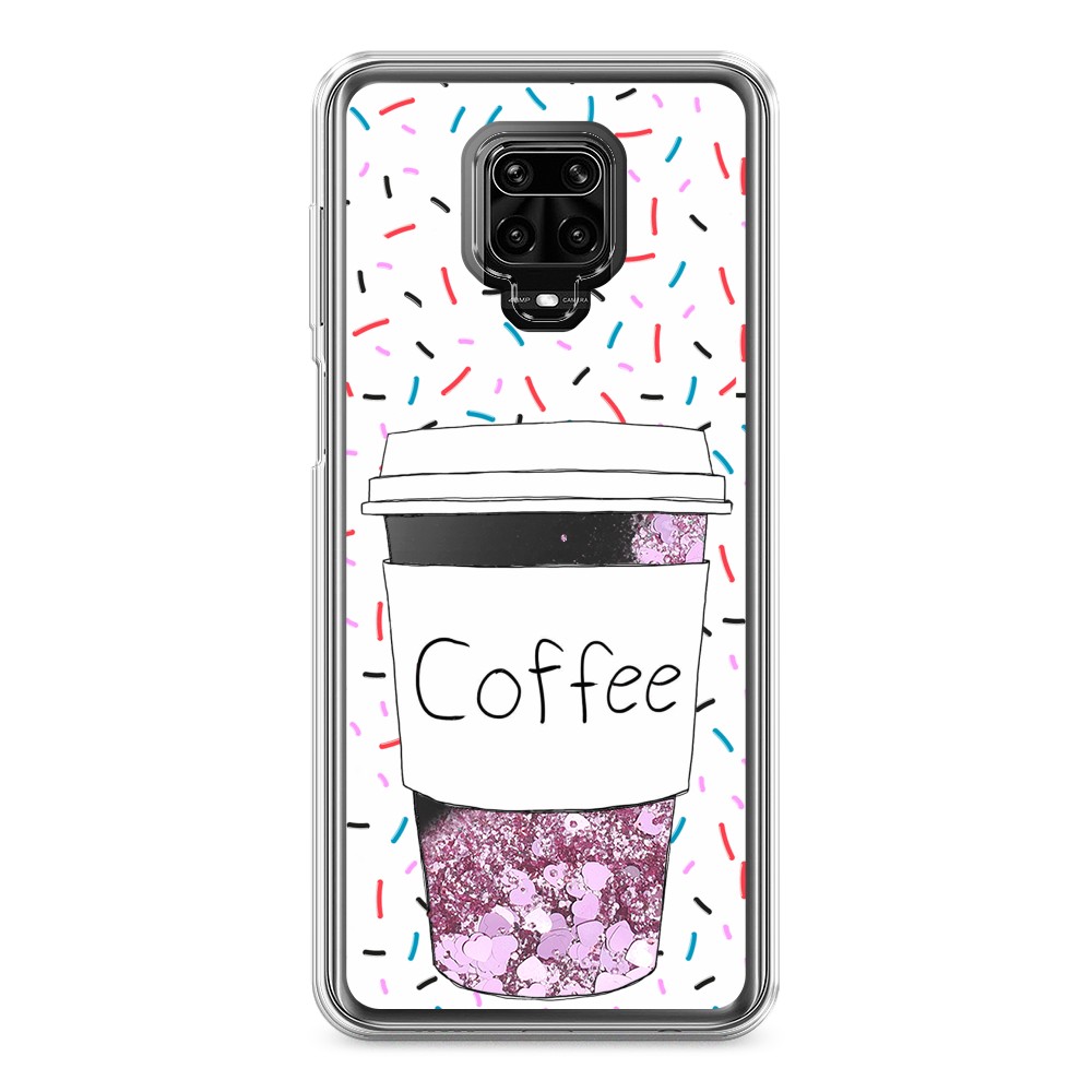 фото Жидкий чехол с блестками "coffee прозрачный стакан" на xiaomi redmi note 9s awog