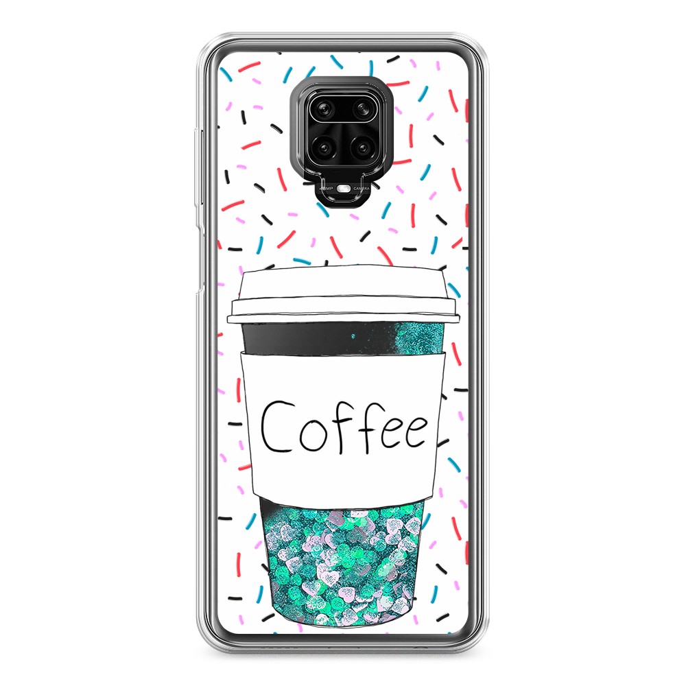 фото Жидкий чехол с блестками "coffee прозрачный стакан" на xiaomi redmi note 9s awog