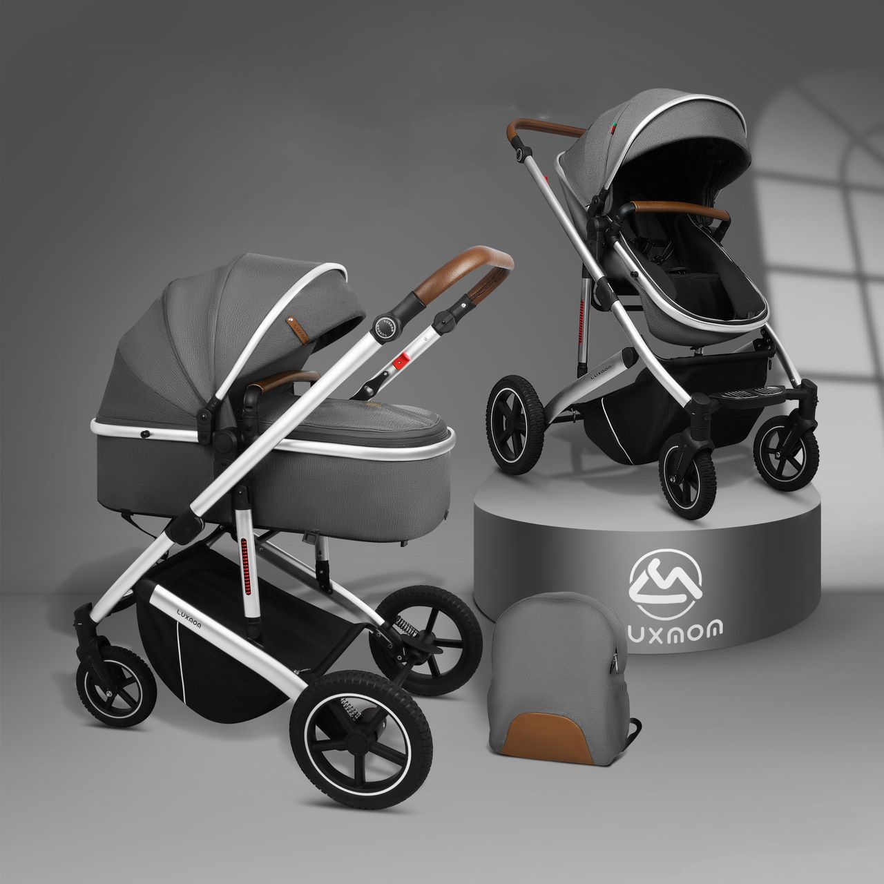 

Коляска-трансформер 2в1 Luxmom 711 темно-серый, 711