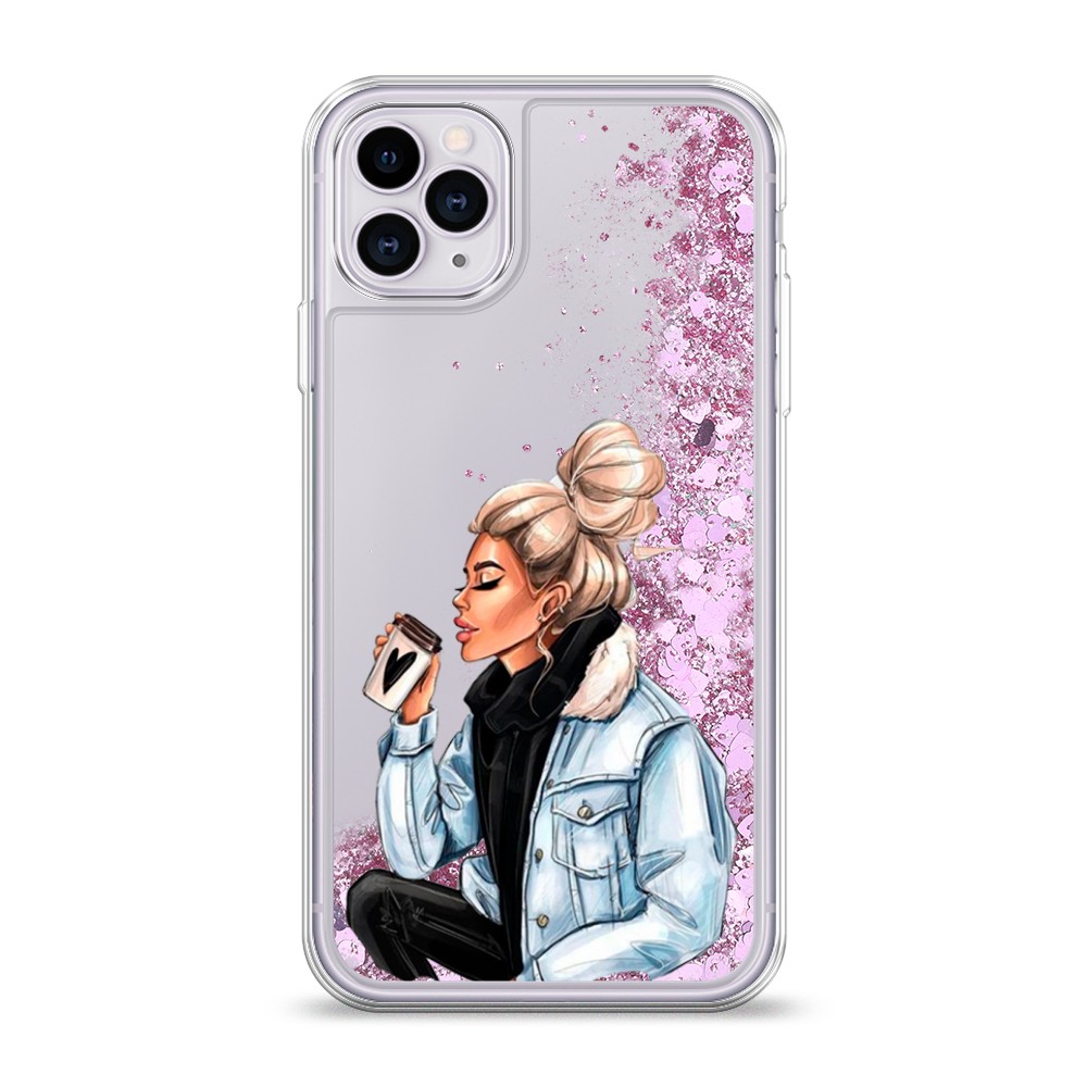 фото Жидкий чехол с блестками "cute girl" на apple iphone 11 pro awog