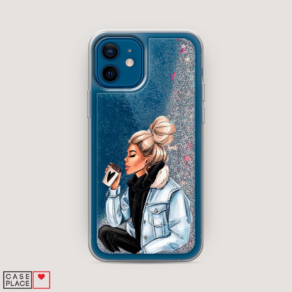 фото Жидкий чехол с блестками "cute girl" на apple iphone 12 awog