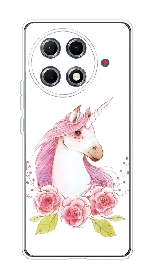 

Чехол на Tecno Camon 30S Pro Единорог цветы, Белый;розовый;серый, 309550-1