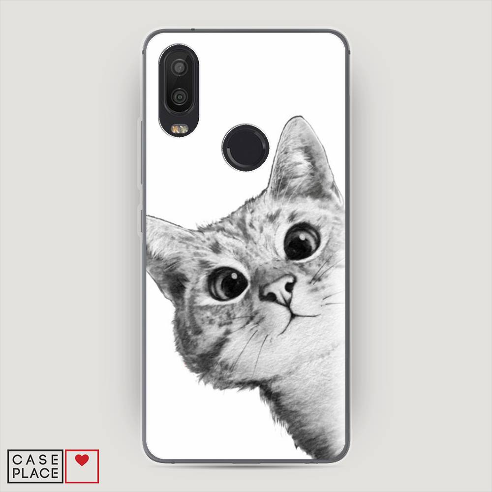 фото Чехол awog "кот рисунок черно-белый" для bq aquarius x2 pro