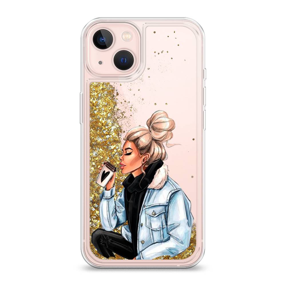 

Жидкий чехол с блестками "Cute girl" на Apple iPhone 13, 14290-1