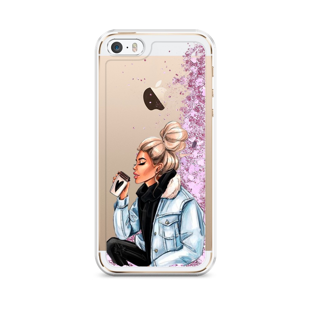 

Жидкий чехол с блестками "Cute girl" на Apple iPhone 5, 10394-1