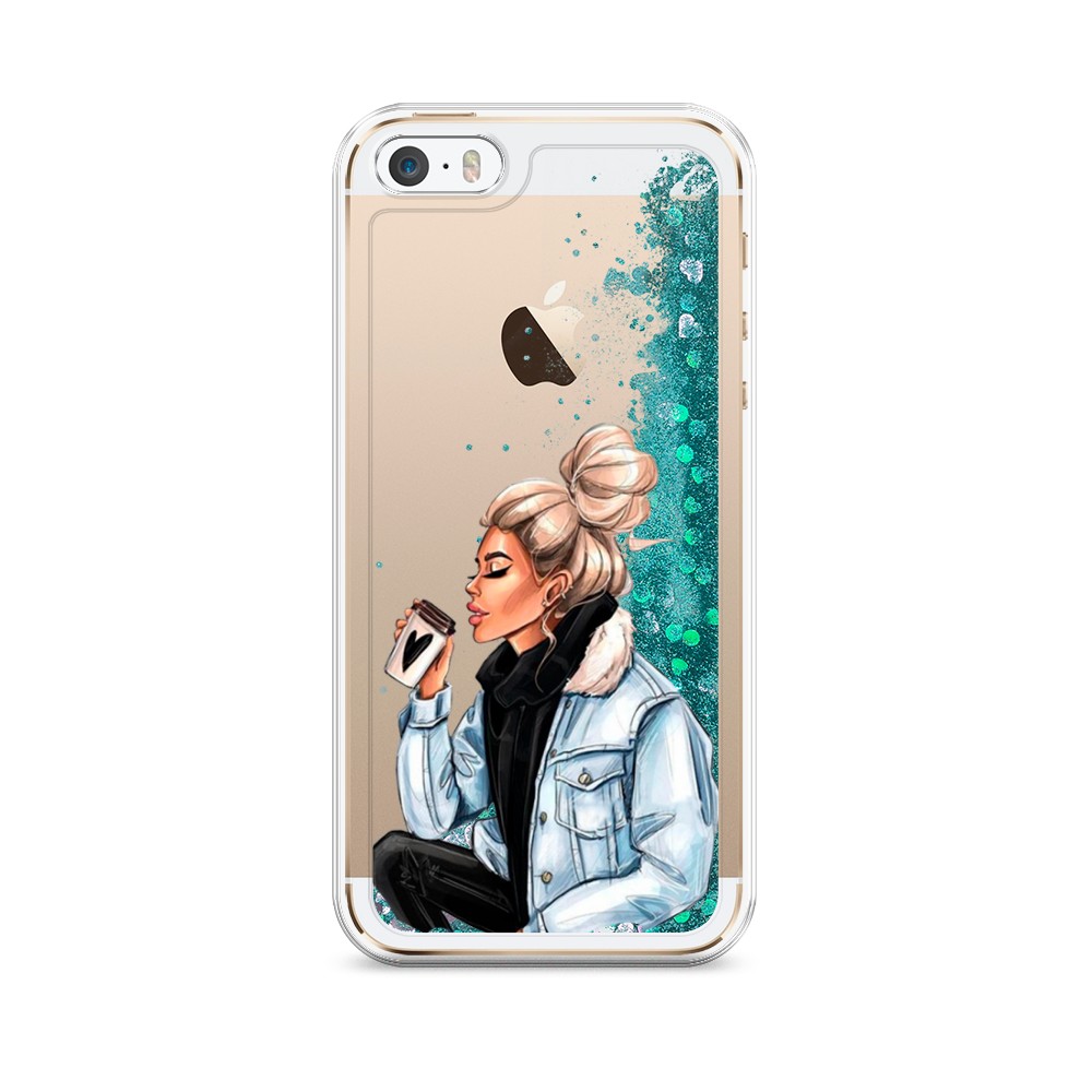 

Жидкий чехол с блестками "Cute girl" на Apple iPhone 5, 10395-1
