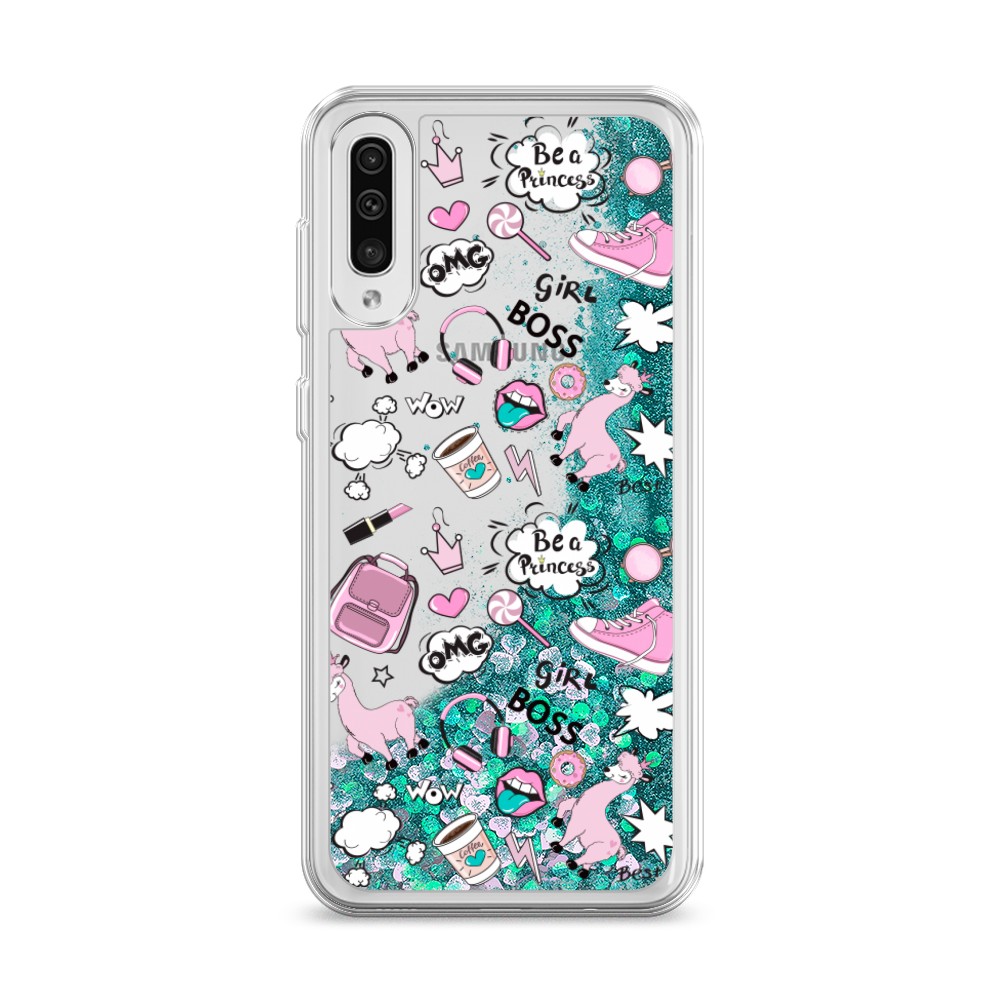 

Жидкий чехол с блестками "Стильная лама" на Samsung Galaxy A30s, 28895-1