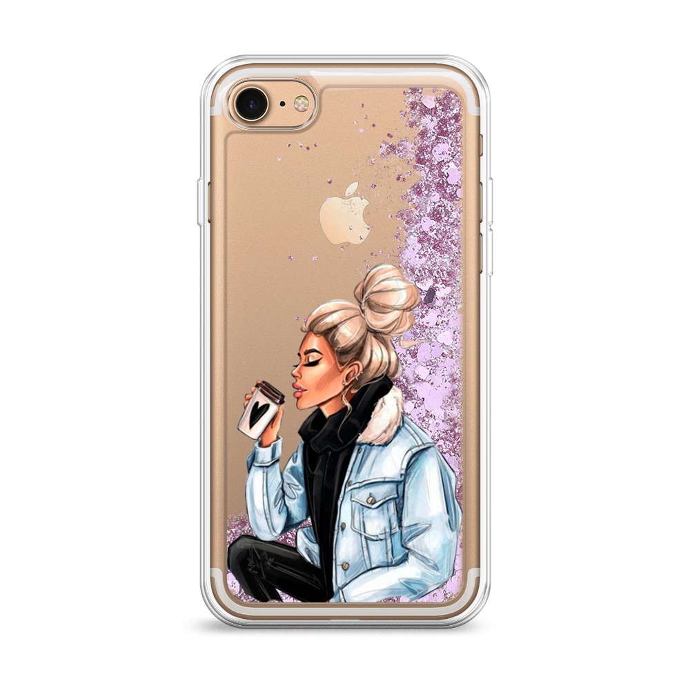 

Жидкий чехол с блестками "Cute girl" на Apple iPhone 8, 10894-1