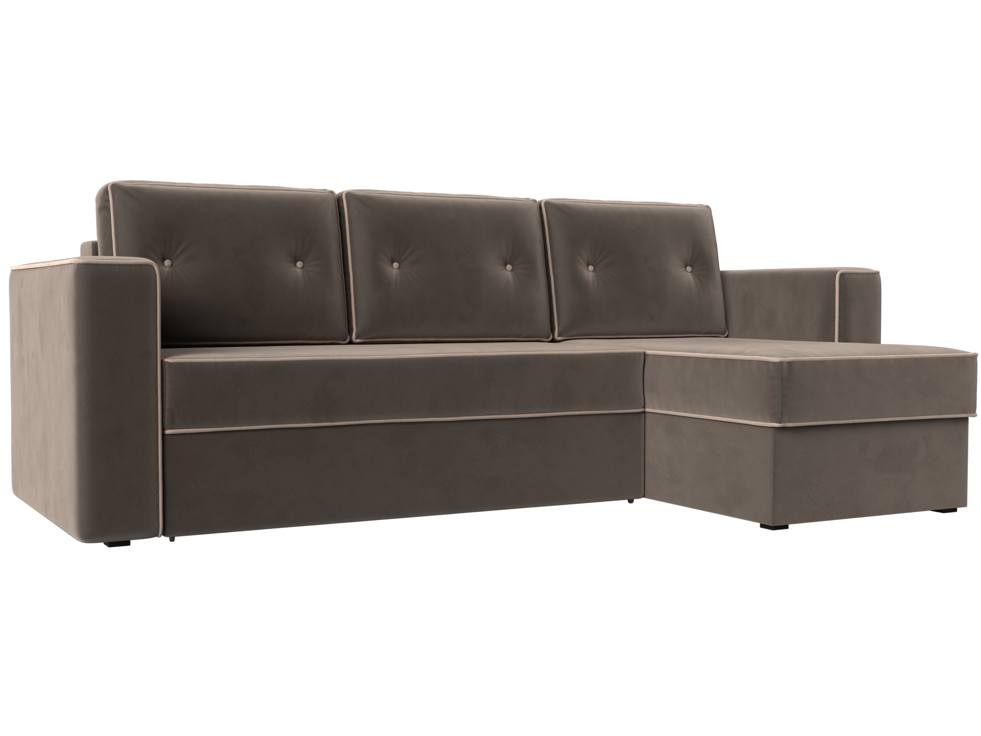 

Угловой диван Принстон правый велюр коричневый/бежевый, Угловой диван Принстон правый угол