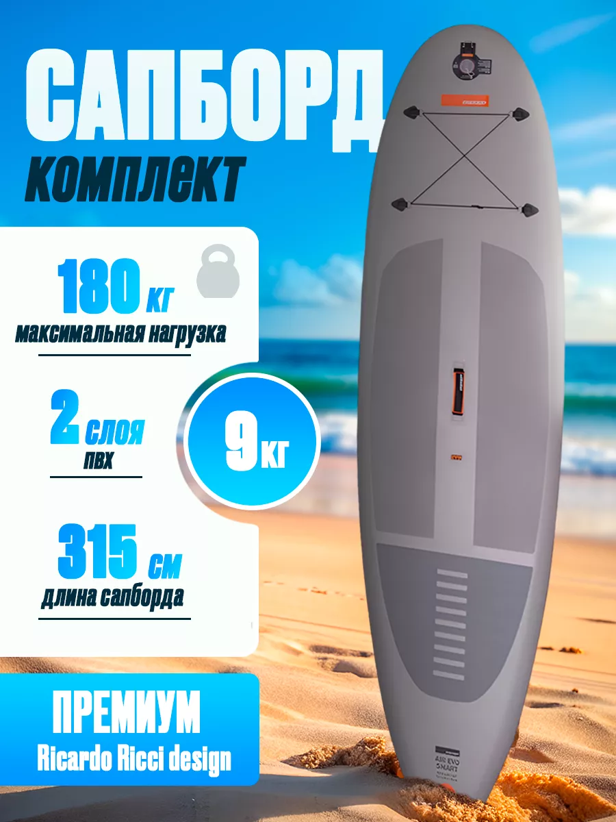 SUP-борд GQ двухслойный до 180 кг 320х81х15 см yellow 13990₽