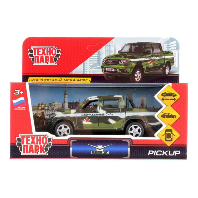 

Игрушка машинка UAZ инерционная Технопарк Pickup, Зеленый