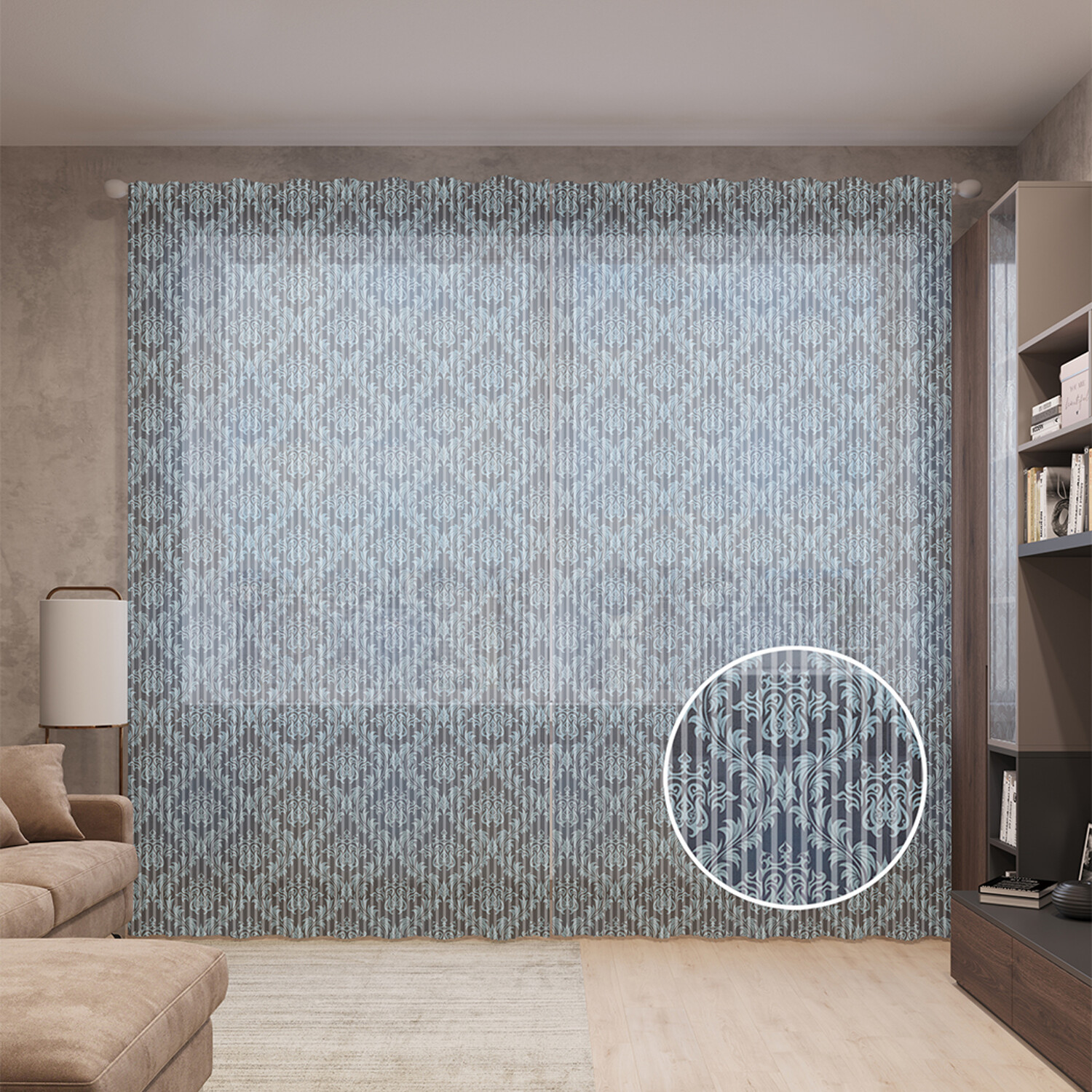 

Тюль вуаль на шторной ленте с принтом JoyArty "Дамасские мотивы", 310х265 см, Дамасские мотивы