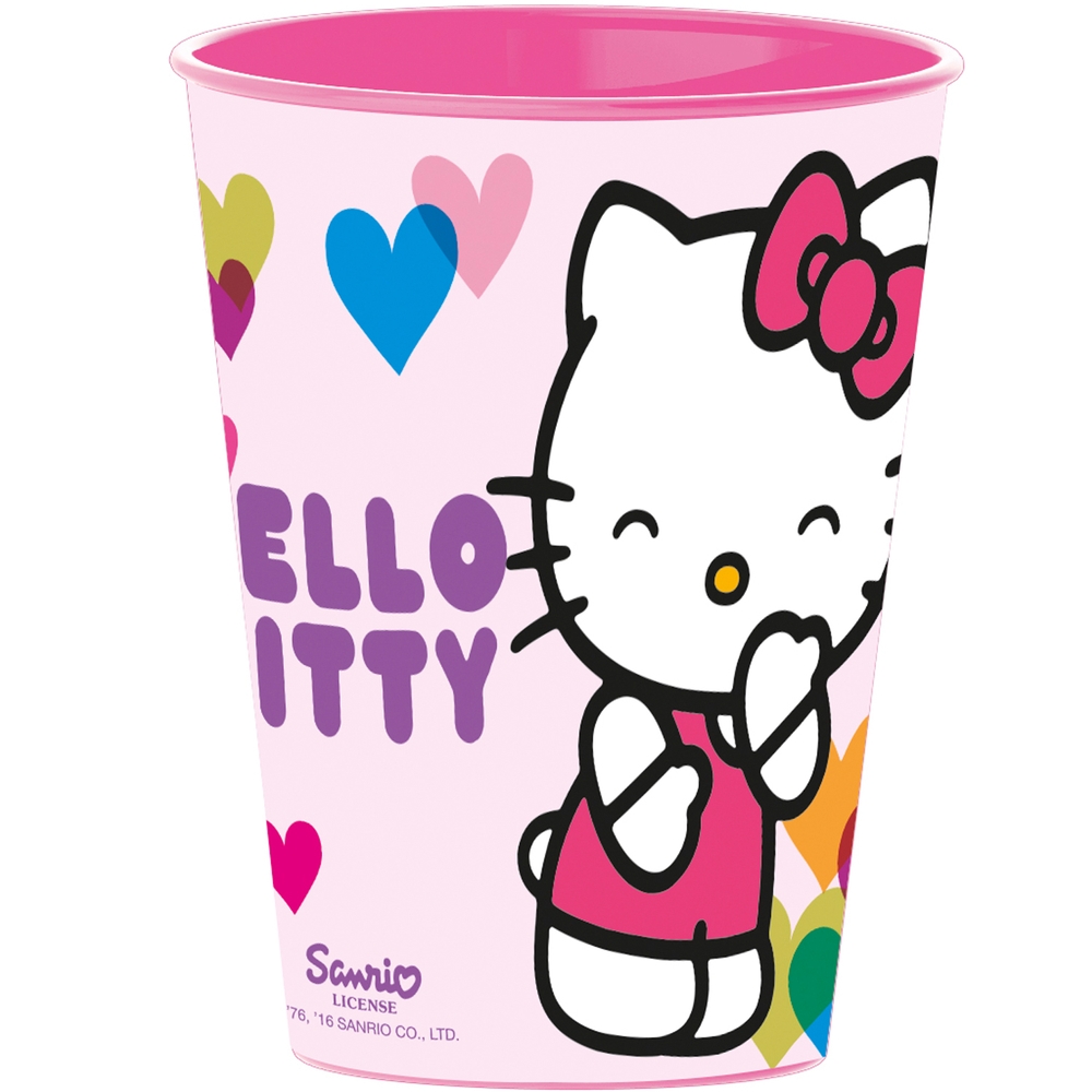 Стакан пластиковый детский Hello Kitty. Сердечки красный 260 мл, Stor