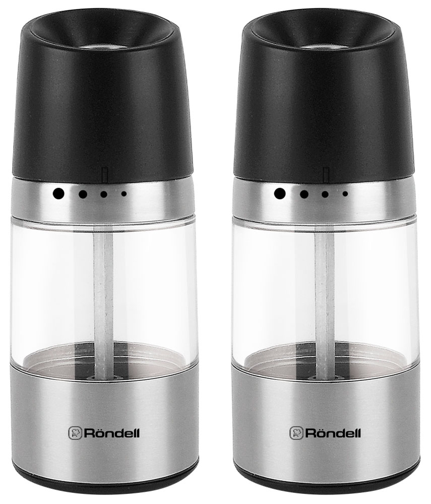 

Мельницы для перца и морской соли Rondell Piquant RD-1667 механические 2 шт, Прозрачный;серебристый;черный, RD-1667 Piquant 2 предм