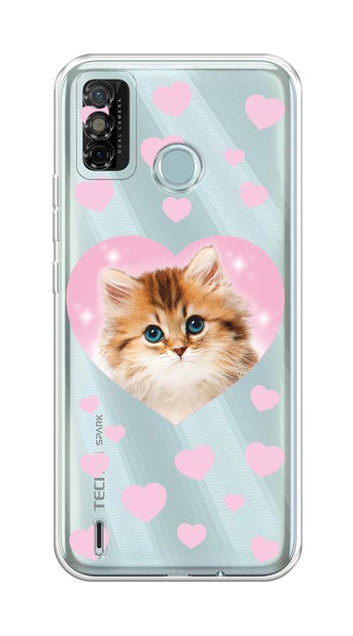 

Чехол на Tecno Spark 6 Go "Котенок в сердце", Розовый;оранжевый;белый;прозрачный, 300250-1