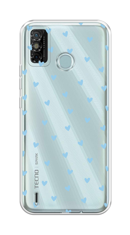 

Чехол на Tecno Spark 6 Go "Голубые сердечки паттерн", Голубой;прозрачный, 300250-1