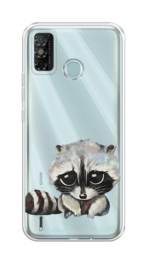 

Чехол на Tecno Spark 6 Go "Большеглазый енот", Серый;черный;прозрачный, 300250-1