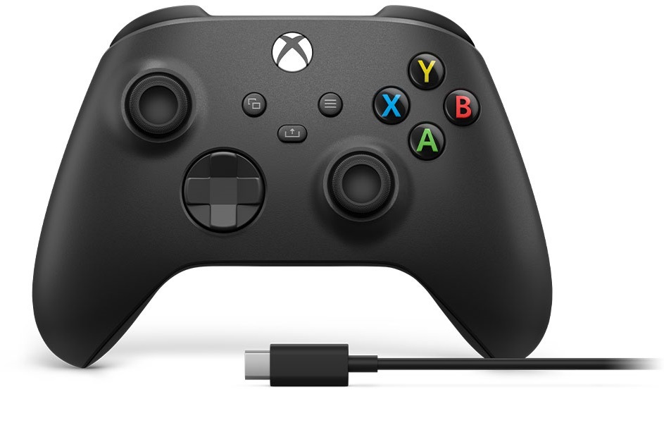 Беспроводной геймпад Xbox чёрный + USB-C кабель