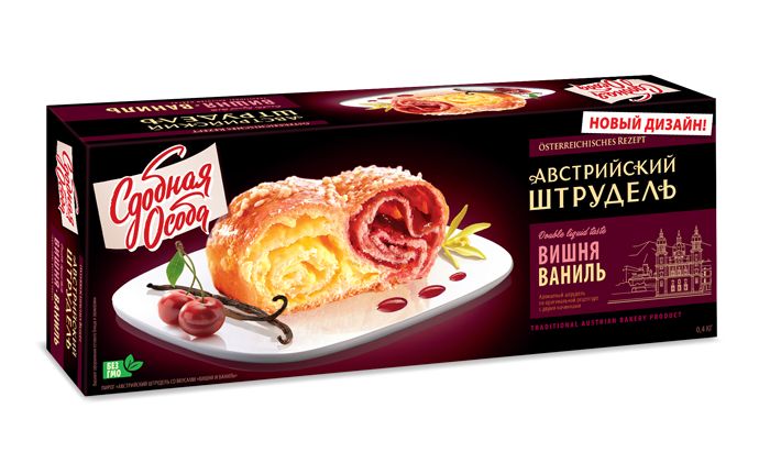 

Пирог Вишня и ваниль Сдобная Особа "Австрийский штрудель" 400г
