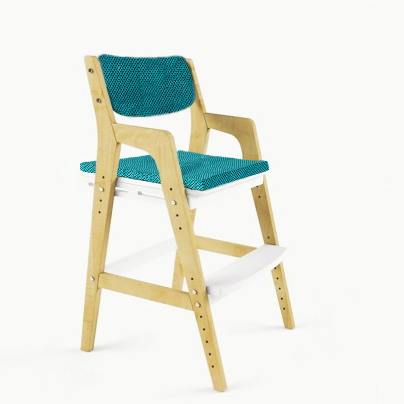 Детский растущий стул Робин WOOD Вуди Комбо-Белый с чехлом Голубой Велюр стул флекс 440×520×895 мм велюр графит муар кофе