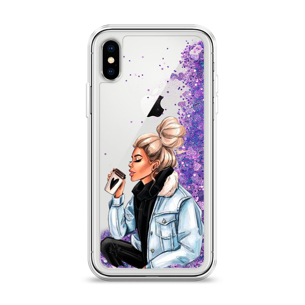 фото Жидкий чехол с блестками "cute girl" на apple iphone xs (10s) awog