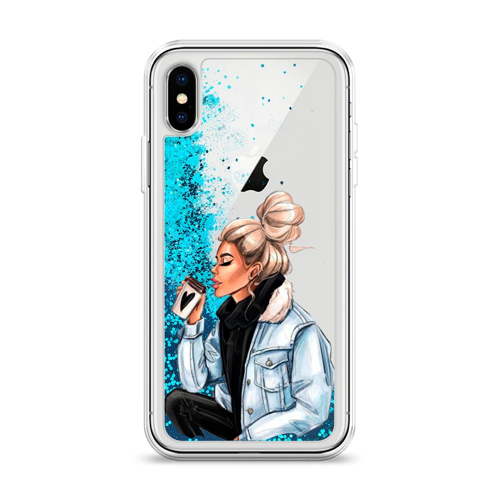 фото Жидкий чехол с блестками "cute girl" на apple iphone xs (10s) awog