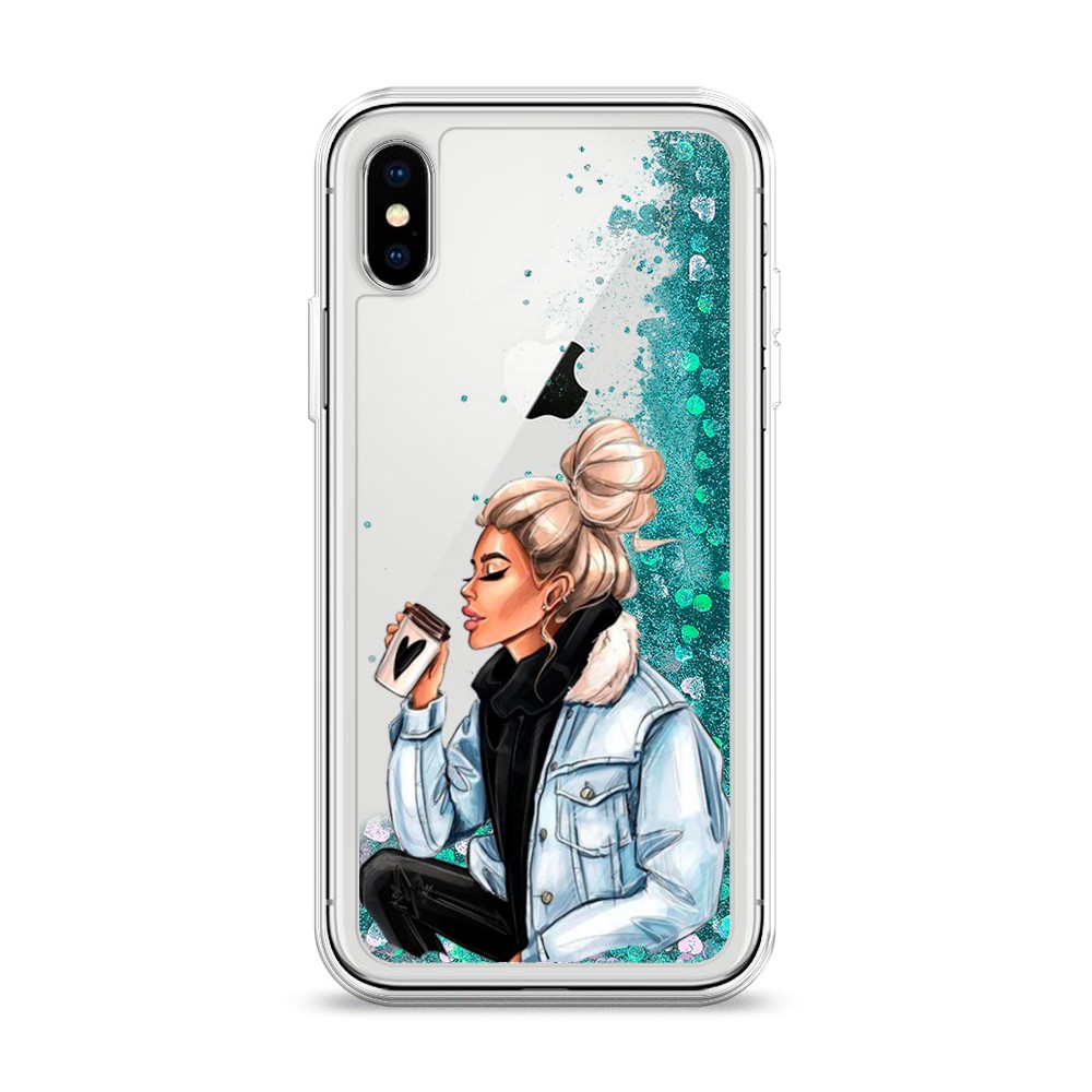 фото Жидкий чехол с блестками "cute girl" на apple iphone xs (10s) awog