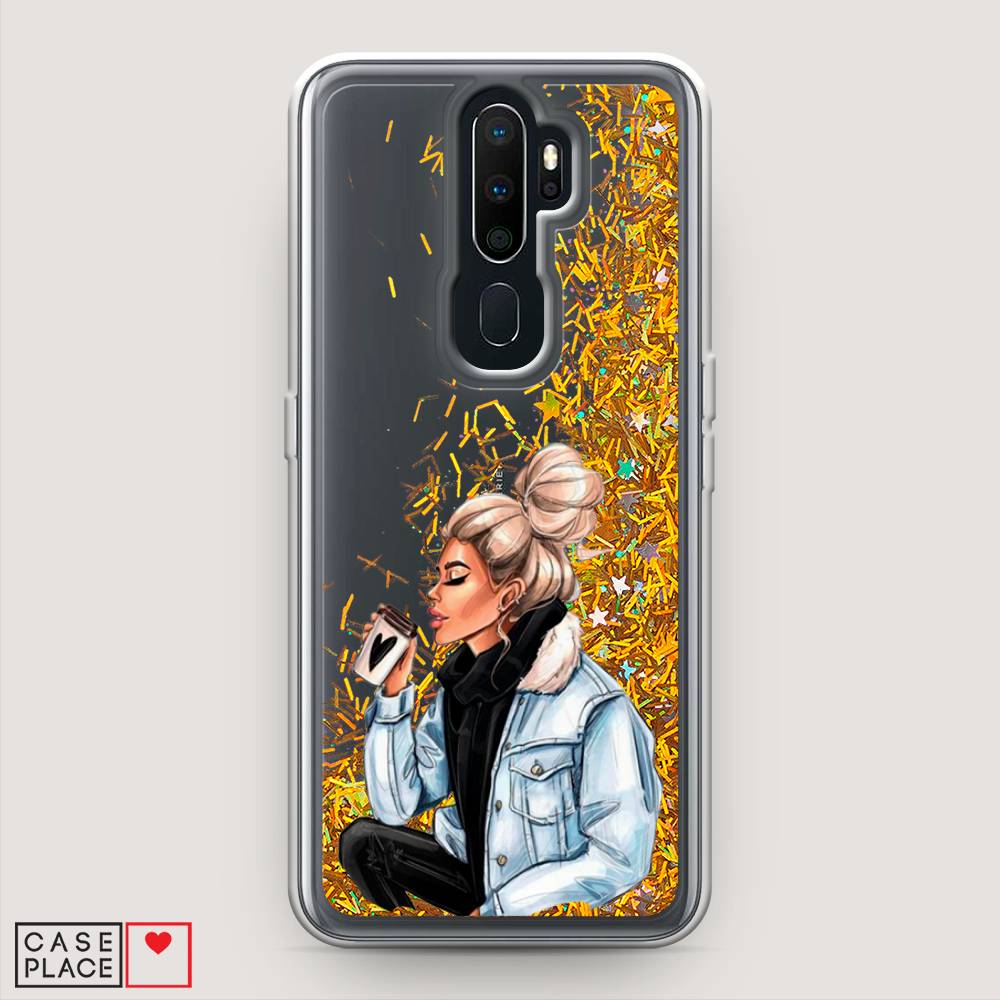 

Жидкий чехол с блестками "Cute girl" на Oppo A9 (2020), 251990-1