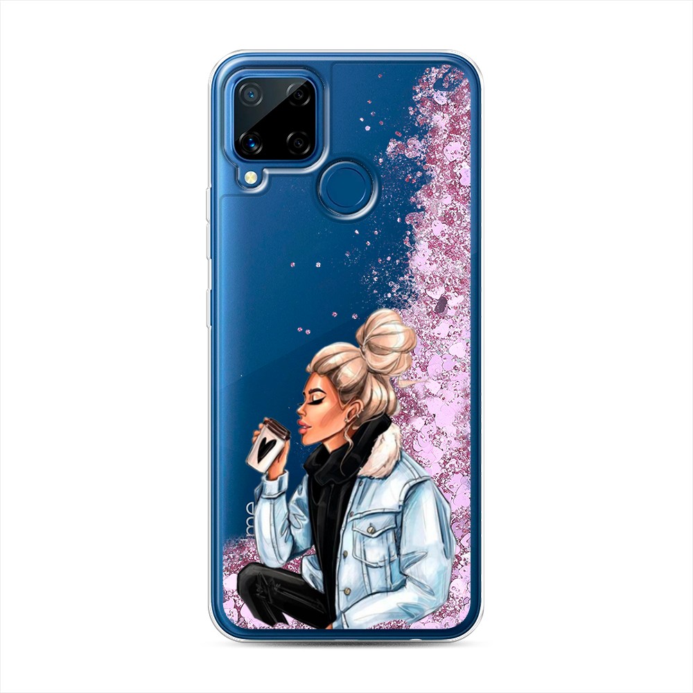 

Жидкий чехол с блестками "Cute girl" на Realme C15, 255094-1