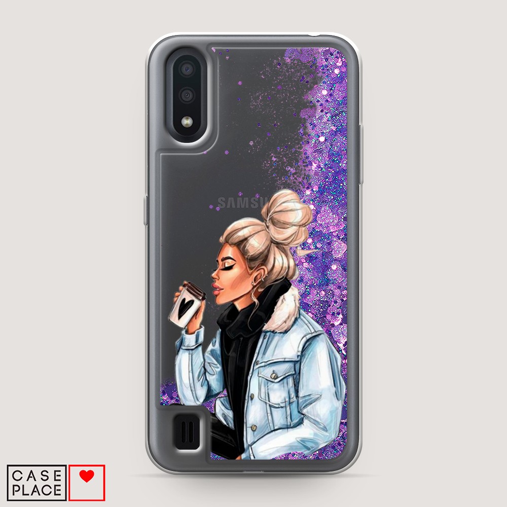 

Жидкий чехол с блестками "Cute girl" на Samsung Galaxy A01, 29592-1