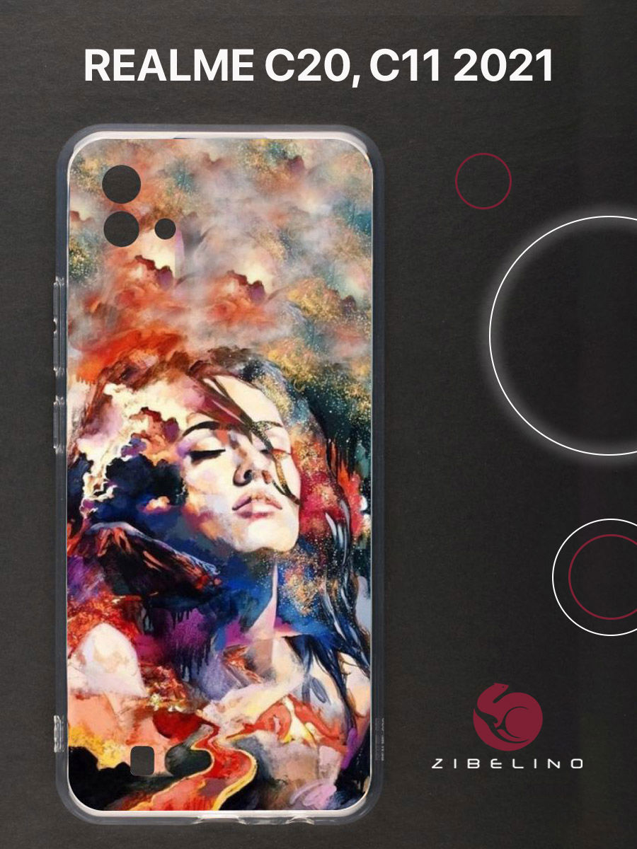 

Чехол для realme c20, realme c11 2021 с защитой камеры, с принтом иллюзии девушки, Прозрачный, ZUTCP-RLM-C20