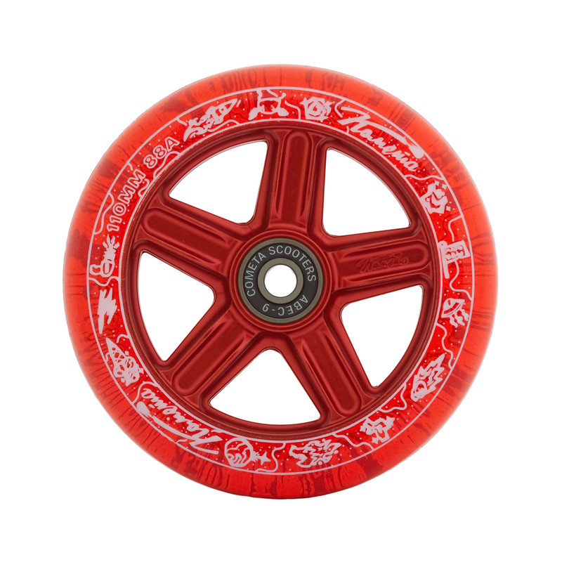 Колесо для трюкового самоката Комета 110мм Фэйт Красный с блёстками/Красный