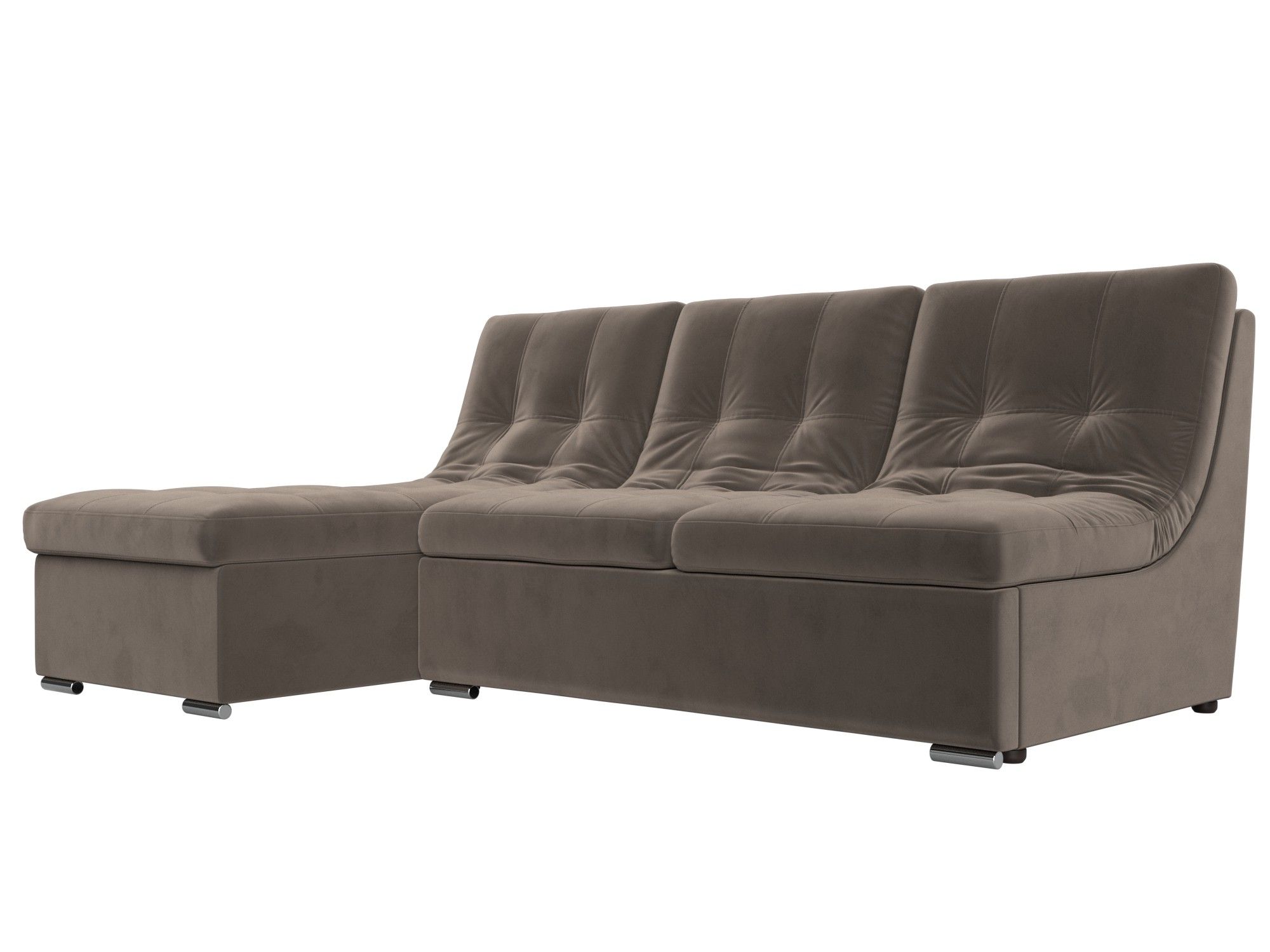 

Угловой диван Релакс левый велюр коричневый, Угловой диван Релакс угол левый