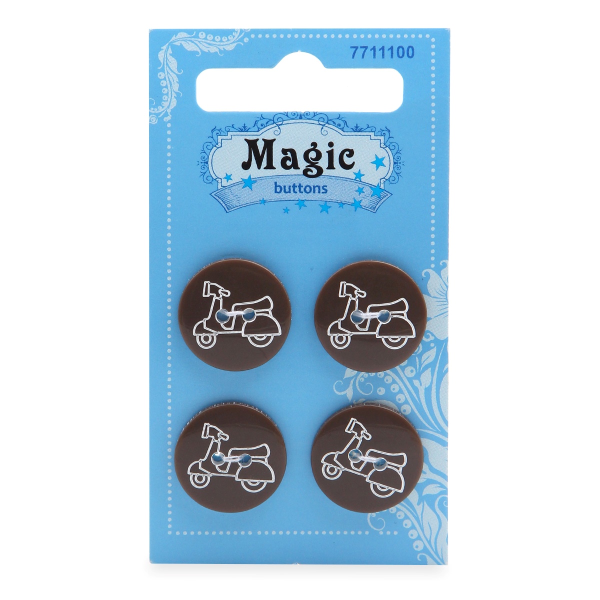 

Пуговицы Magic Buttons Мотоцикл, 28L (18 мм), 2 прокола, пластик, 4 шт