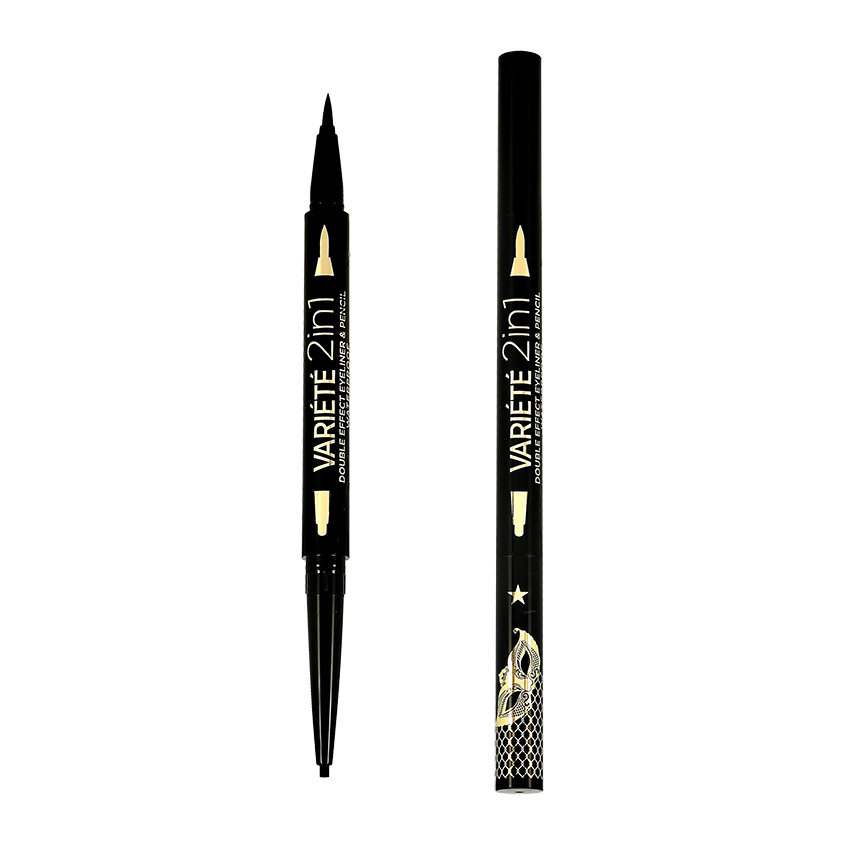 Карандаш-подводка для глаз EVELINE VARIETE 2 в 1 тон ultra black (водостойкая) подводка фломастер eveline eyeliner variete водостойкая