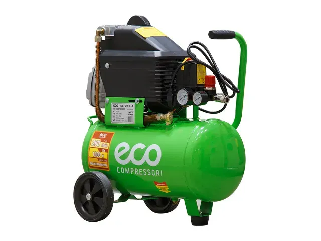 Компрессор ECO AE-251-4 (260 л/мин, 8 атм, коаксиальный, масляный, ресив. 24 л, 220 В, 1.8