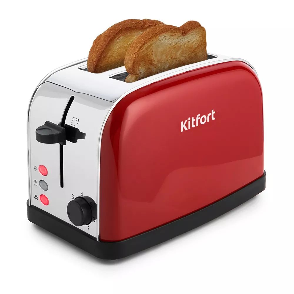 Тостер Kitfort КТ-2014 красный, серебристый тостер starwind st1102 700вт красный