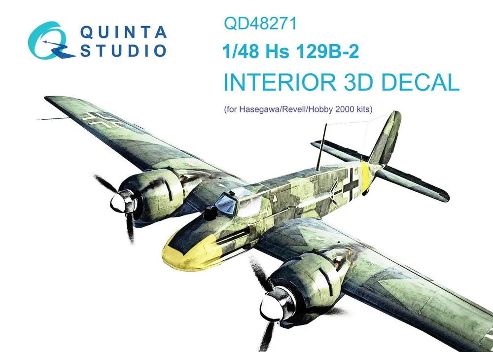 

QD48271 3D Декаль интерьера кабины Hs 129B-2 Hasegawa, Цветной