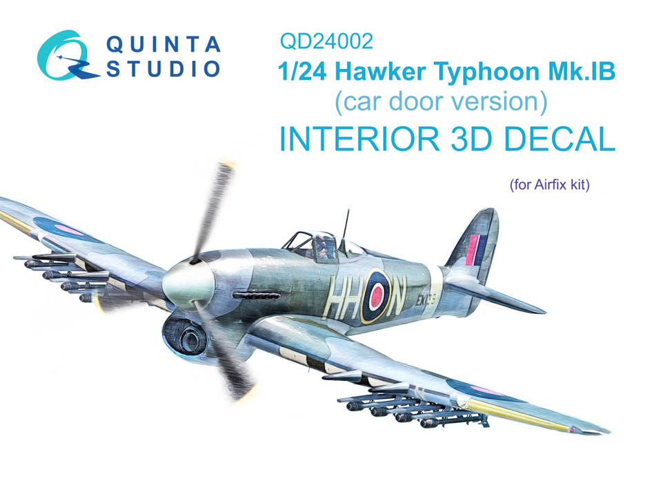 

QD24002 3D Декаль интерьера кабины Hawker Typhoon Car Door Airfix, Цветной