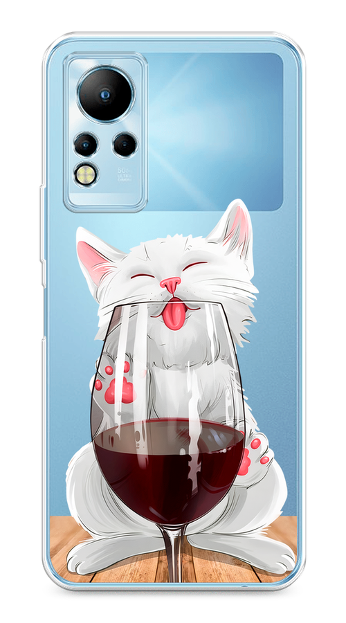 

Чехол на Infinix Note 11/12 G88 "Кот с бокалом", Прозрачный;белый;красный, 3100450-1
