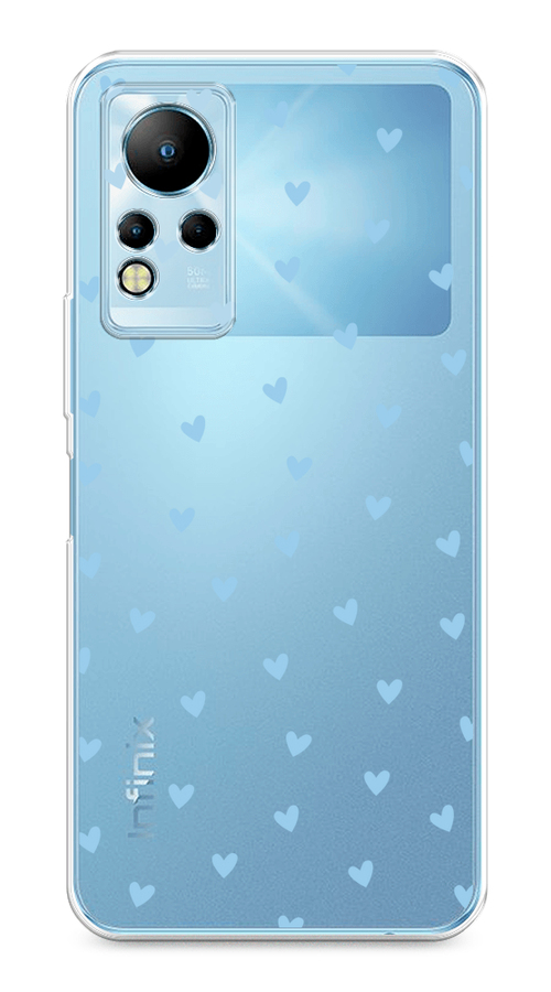 

Чехол на Infinix Note 11/12 G88 "Голубые сердечки паттерн", Голубой;прозрачный, 3100450-1