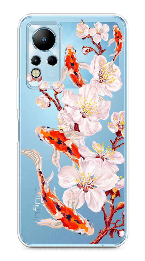 

Чехол на Infinix Note 11/12 G88 "Карпы и сакура", Оранжевый;розовый;бежевый;прозрачный, 3100450-1