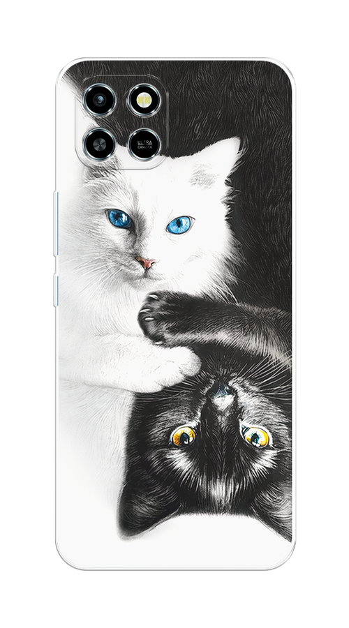 

Чехол на Infinix Smart 6 HD "Коты Инь-Янь", Черный;белый;голубой, 3101650-1