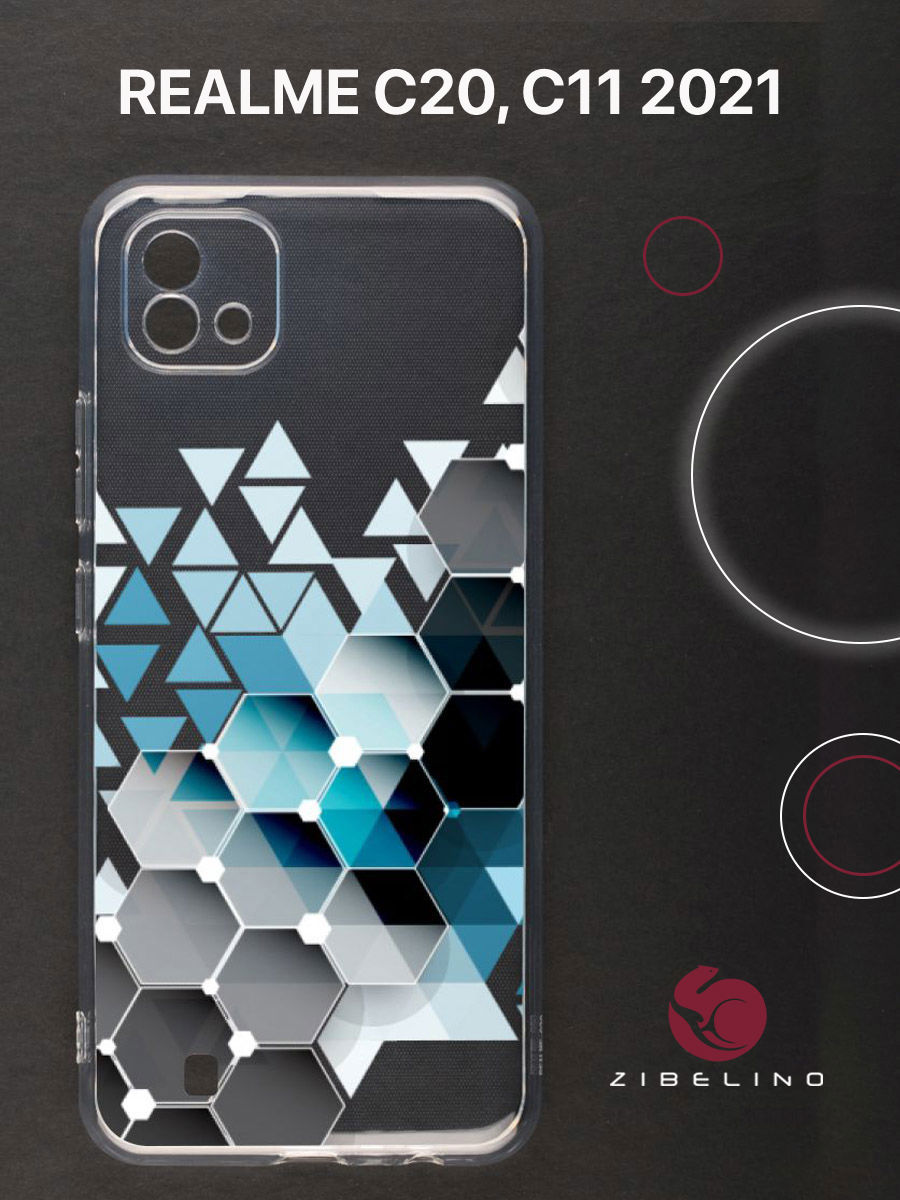 

Чехол для realme c20, realme c11 2021 с защитой камеры, с принтом геометрия в фигурах, Прозрачный, ZUTCP-RLM-C20