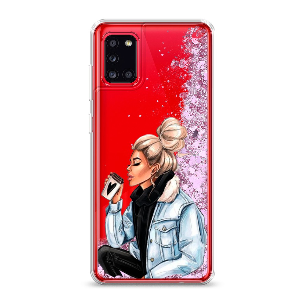 

Жидкий чехол с блестками "Cute girl" на Samsung Galaxy A31
