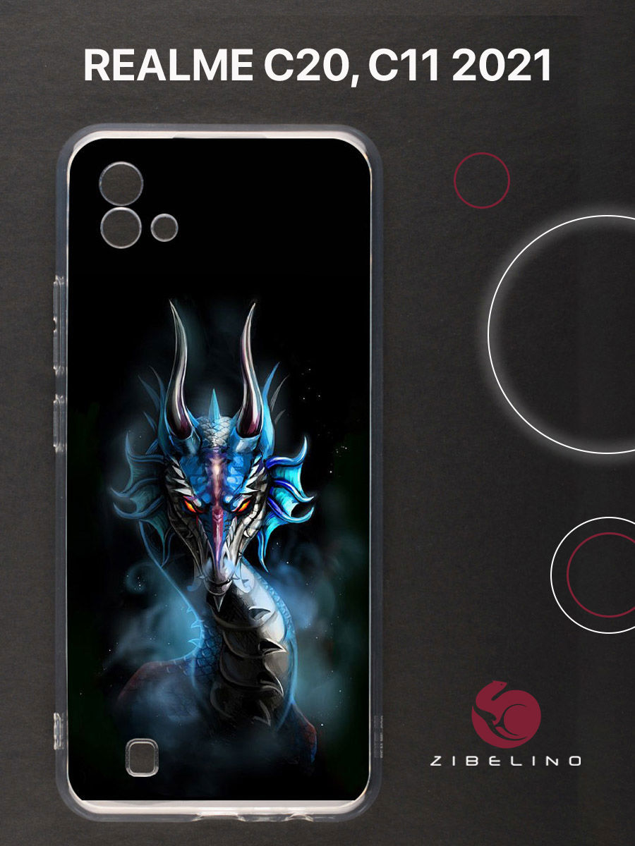 

Чехол для realme c20, realme c11 2021 с защитой камеры, с принтом дракон, Прозрачный, ZUTCP-RLM-C20