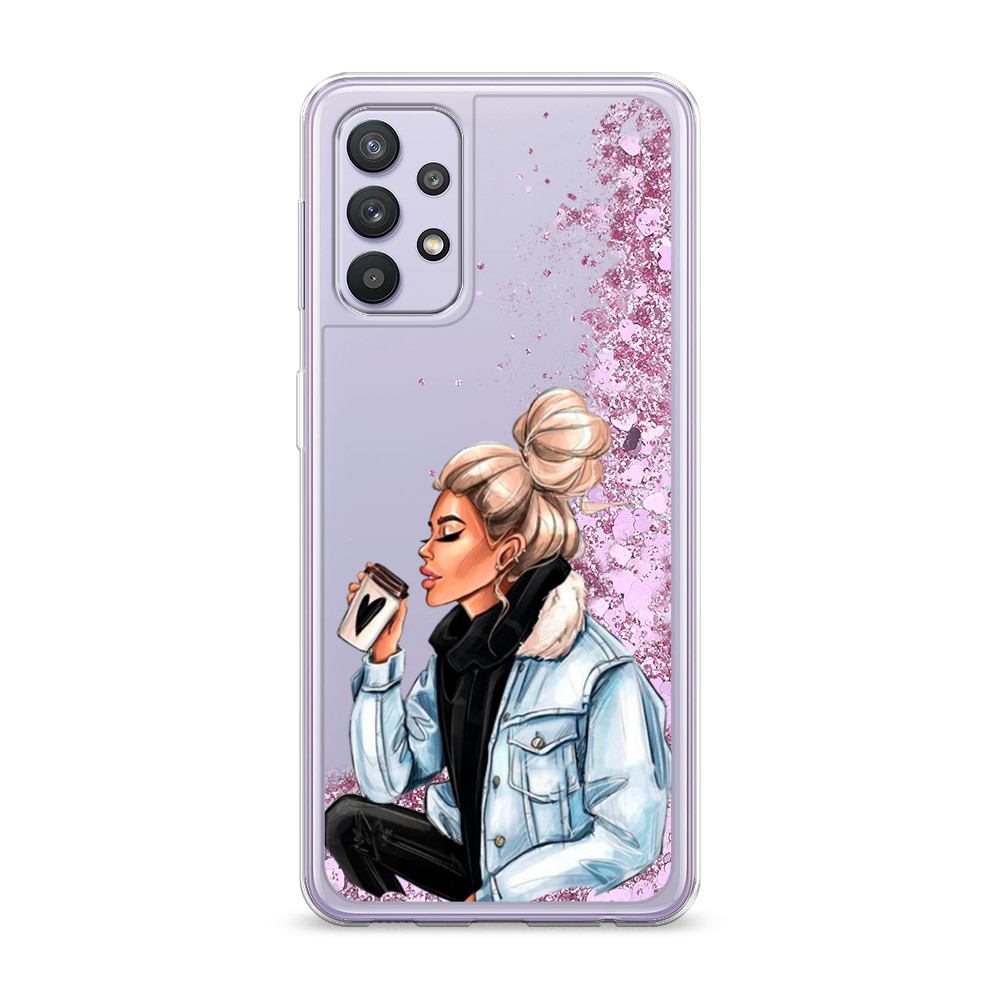 

Жидкий чехол с блестками "Cute girl" на Samsung Galaxy A32